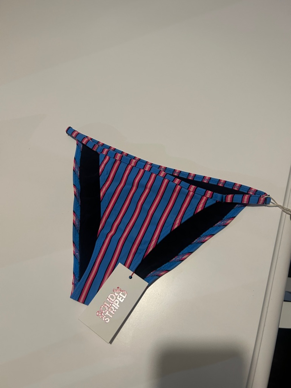 Striped Blue and Pink Bikini Bottom Solid & Striped